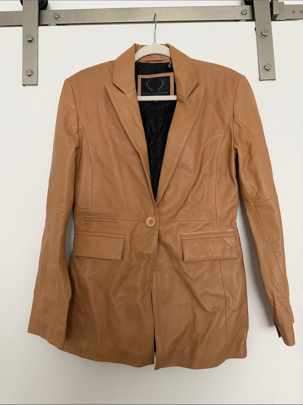 Bod & Christensen Tan Leather Blazer